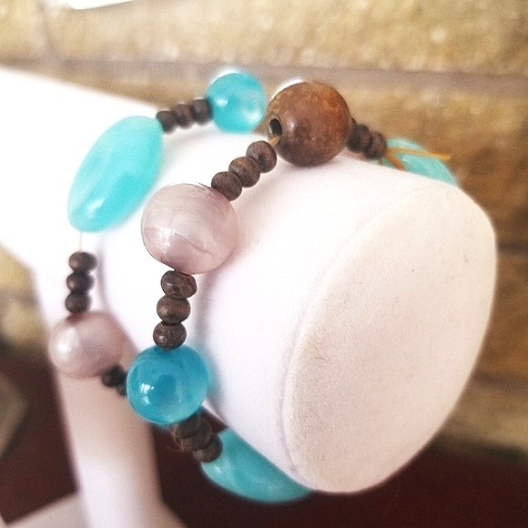 Blue & Brown Beaded Bracelet Set (2) - Picture 2 of 11